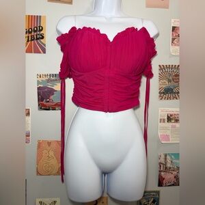 Windsor Fuchsia Off-Shoulder Crop Top
